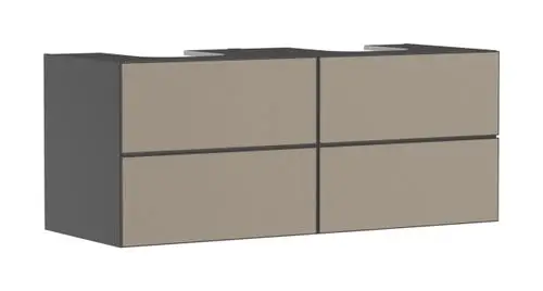 Waschtischunterschrank in Schiefergrau mit vier Schubkästen. Produkt von Hansgrohe, geeignet für Konsolen und Aufsatzwaschtische.